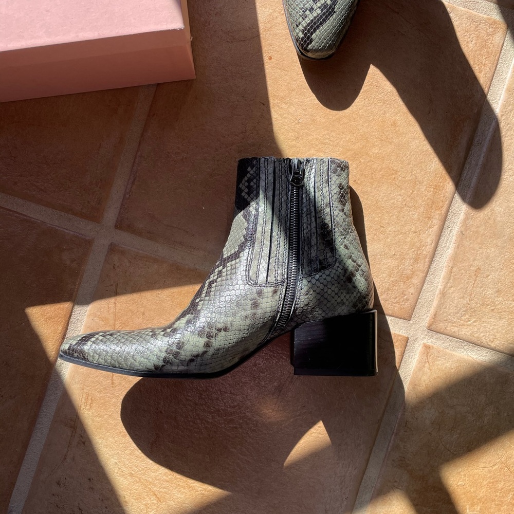 Acne Snake Print Boot in Dusty Green - Picture 8 of 10